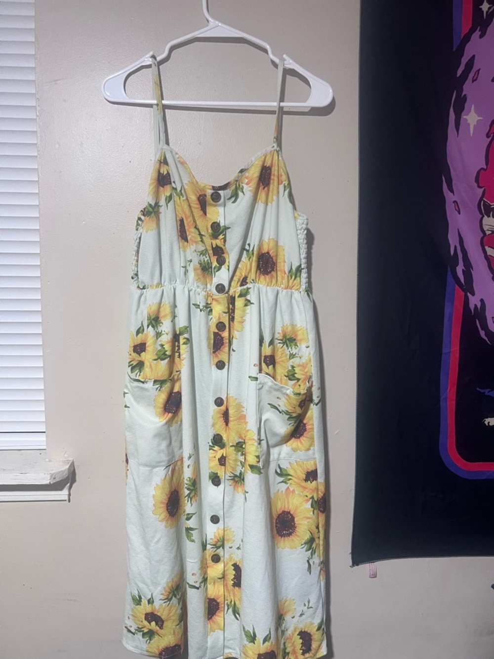 SHEIN Yellow Sunflower Print Midi Dress